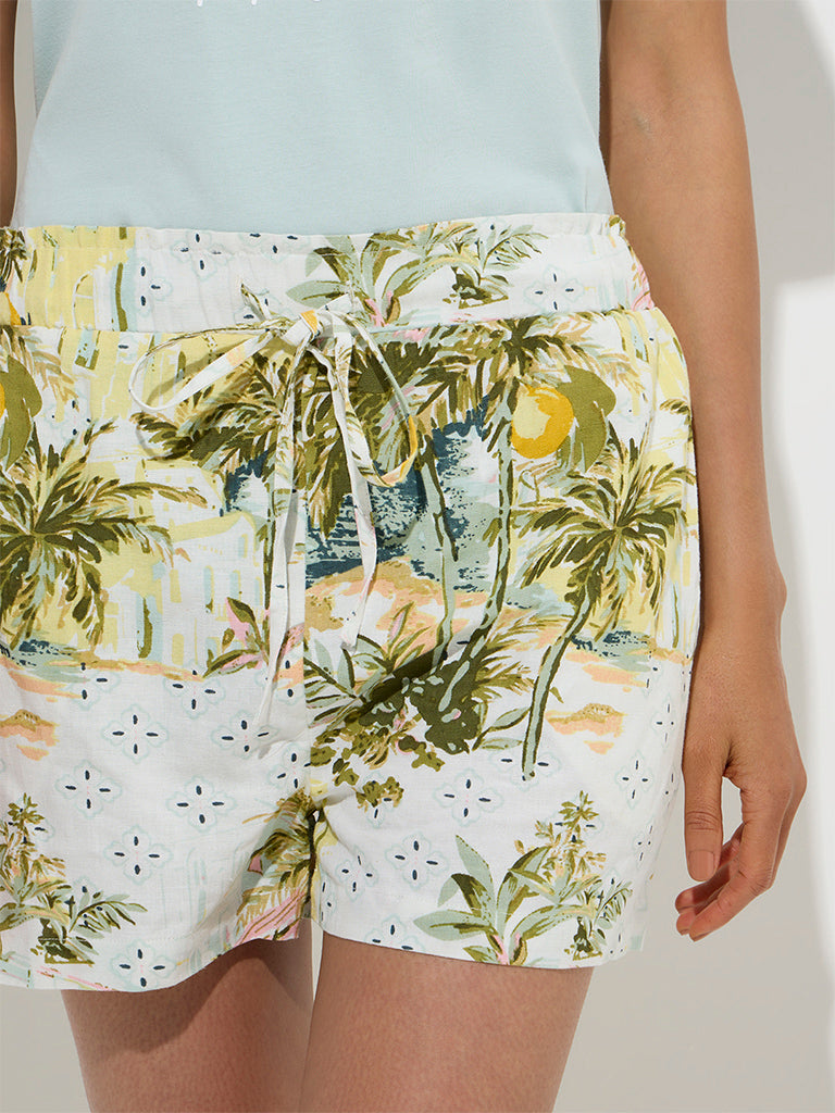 Wunderlove Sage Tropical-Inspired High-Rise Shorts