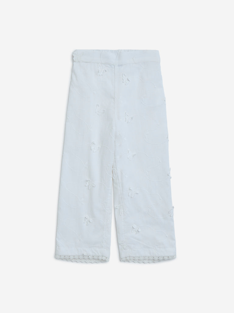 HOP Kids Off-White High-Rise Cotton Pants