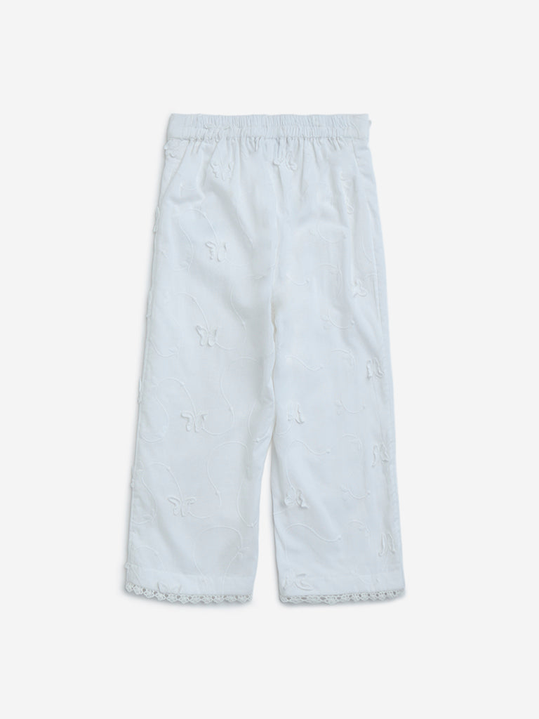 HOP Kids Off-White High-Rise Cotton Pants