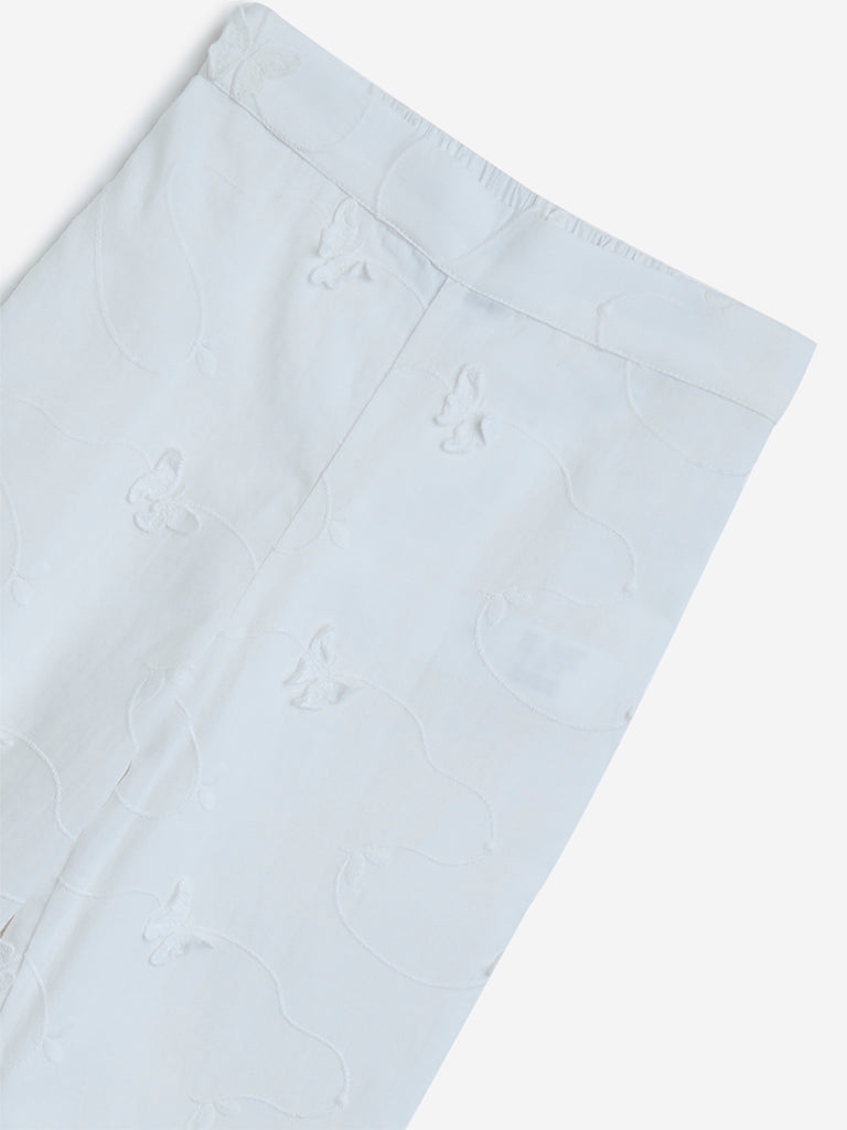 HOP Kids Off-White High-Rise Cotton Pants