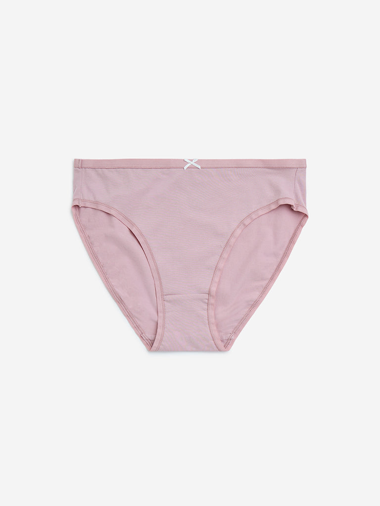 Wunderlove Purple Hi-Leg Cotton-Blend Briefs - Pack of 3