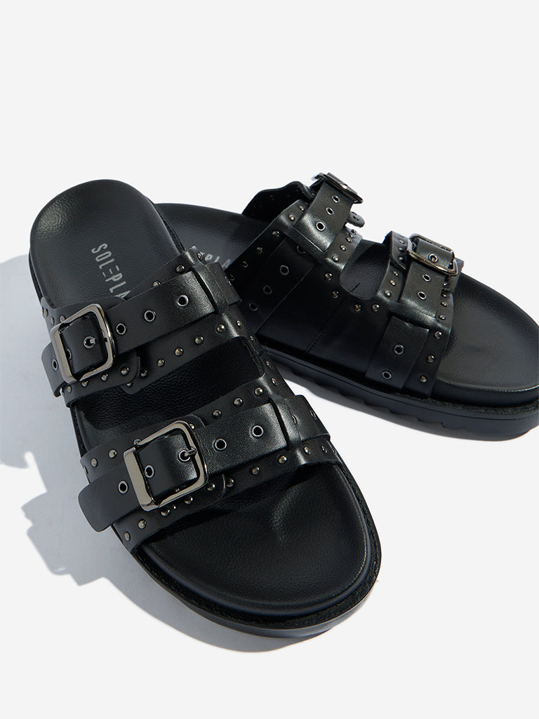 SOLEPLAY Black Stud-Detailed Sandals