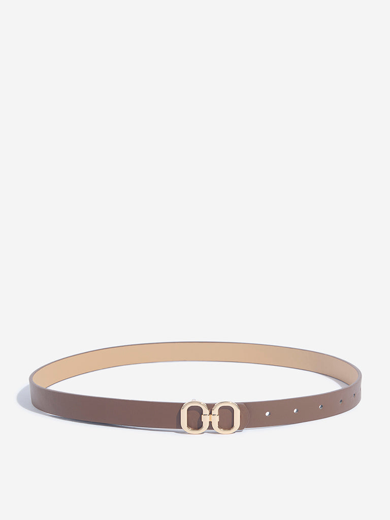 Westside Accessories Brown Oval-Buckle Belt