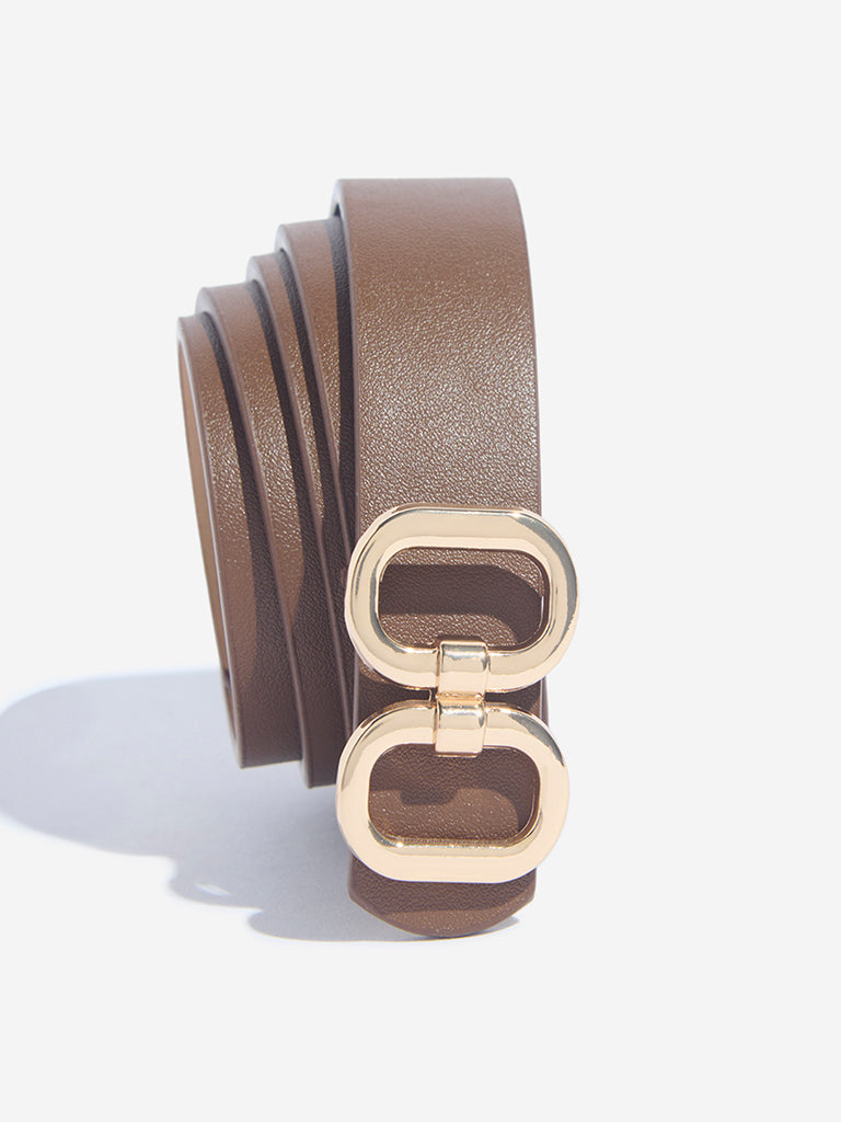 Westside Accessories Brown Oval-Buckle Belt