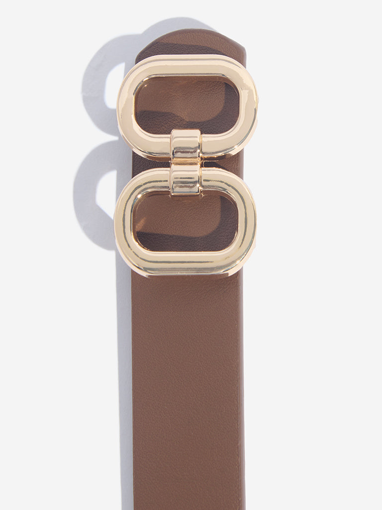 Westside Accessories Brown Oval-Buckle Belt