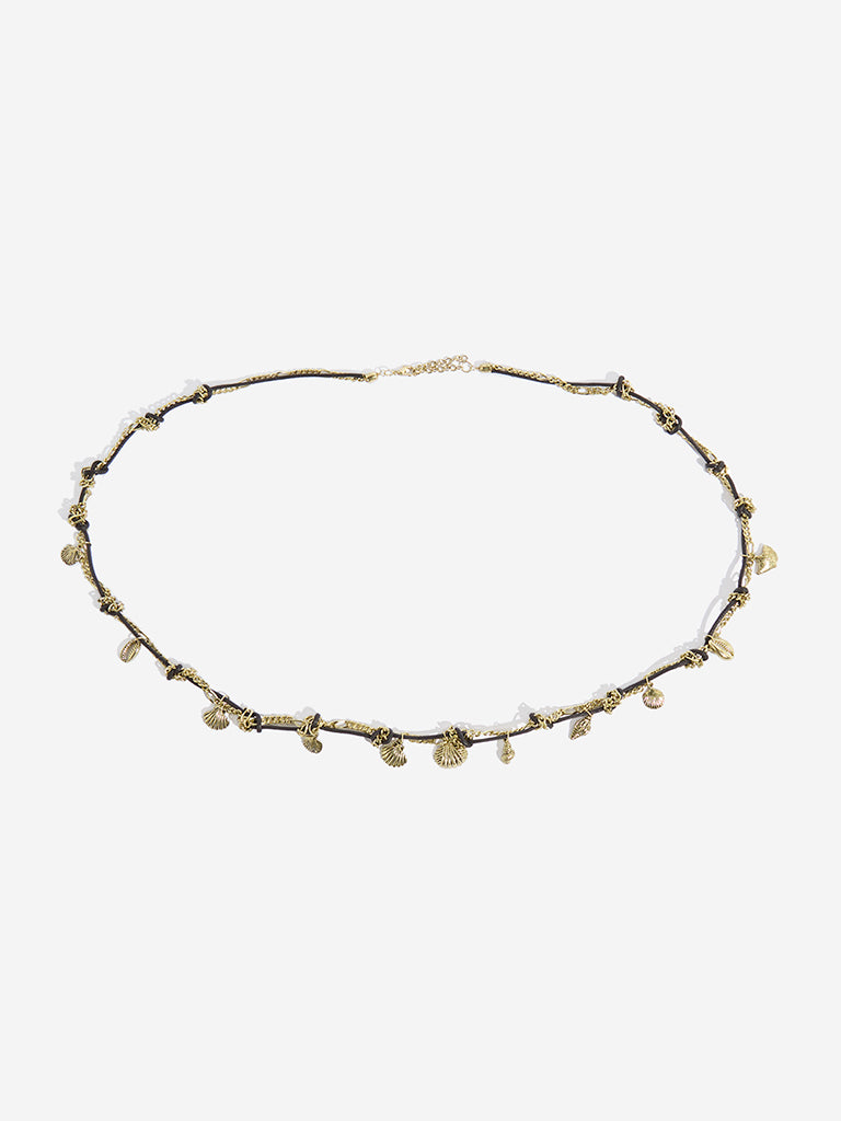 Westside Accessories Gold Seashell Charm & Cord Waist Chain