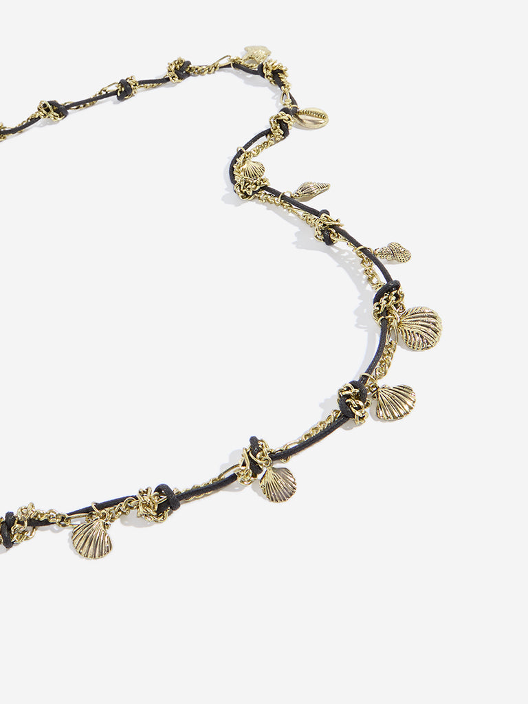 Westside Accessories Gold Seashell Charm & Cord Waist Chain
