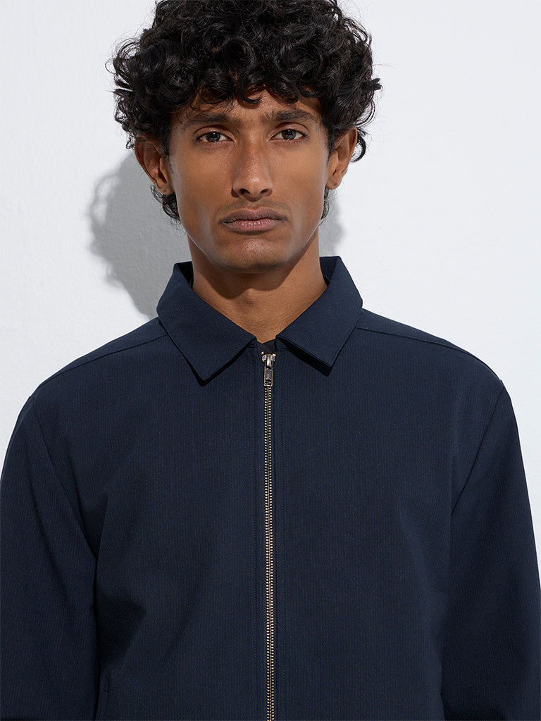 westisde WES Formals Men's Navy Slim-Fit Jacket for Work Wear Zoom View