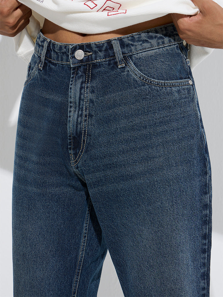 Nuon Blue Relaxed-Fit Mid-Rise Jeans
