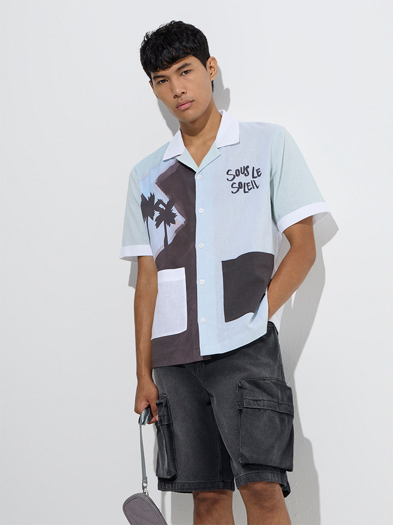 Westside Nuon Men's Multicolour Printed Relaxed-Fit Shirt for Casual Wear Front View