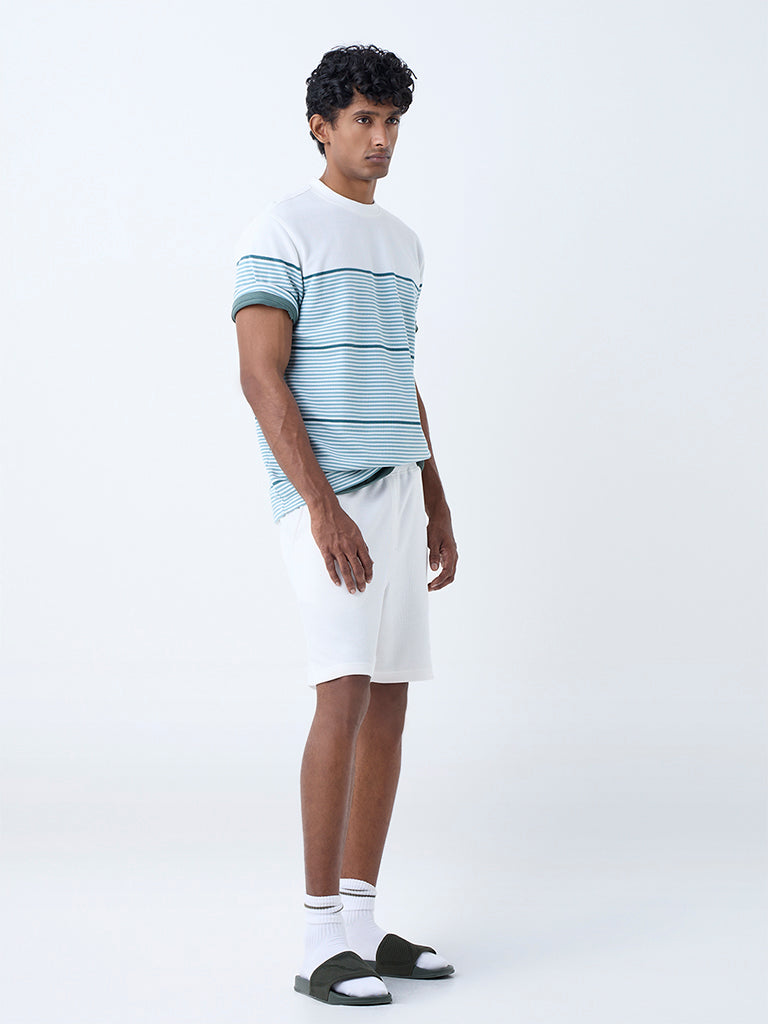 Buy WES Lounge Turquoise Relaxed-Fit Cotton-Blend T-Shirt from