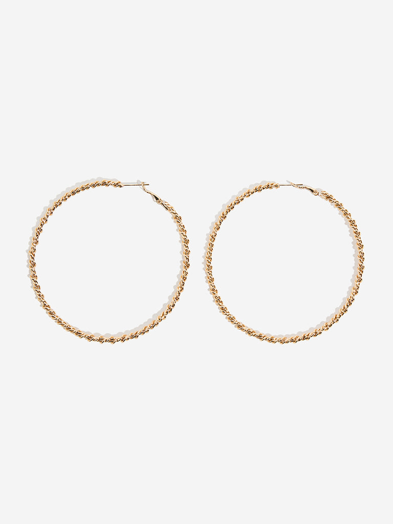 Westside Accessories Gold Twisted Big Hoop Earrings
