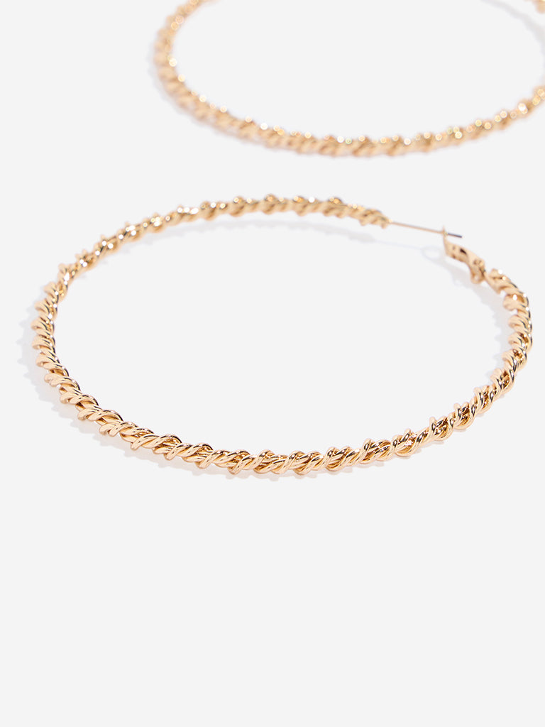 Westside Accessories Gold Twisted Big Hoop Earrings