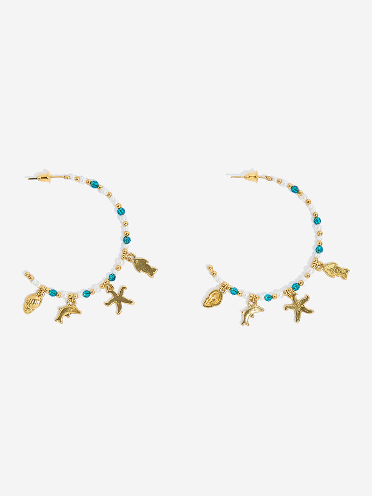 Westside Accessories Multicolour Sea Charm Half-Hoop Earrings