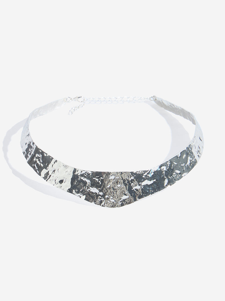 Westside Accessories Silver Broad Choker Necklace