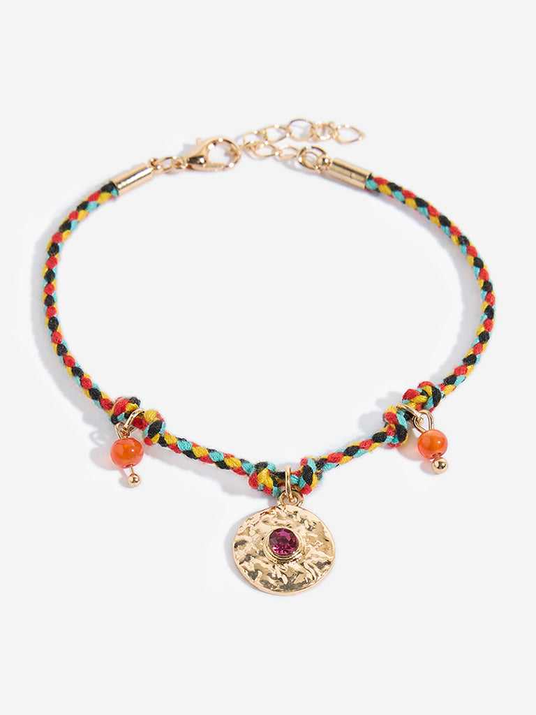 Westside Accessories Gold Multi Charm Cord and Bracelet Set - Pack of 3