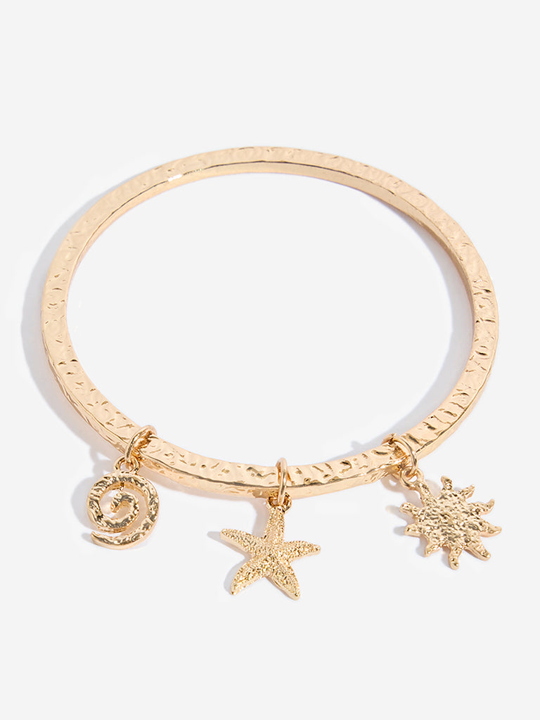 Westside Accessories Gold Multi Charm Cord and Bracelet Set - Pack of 3