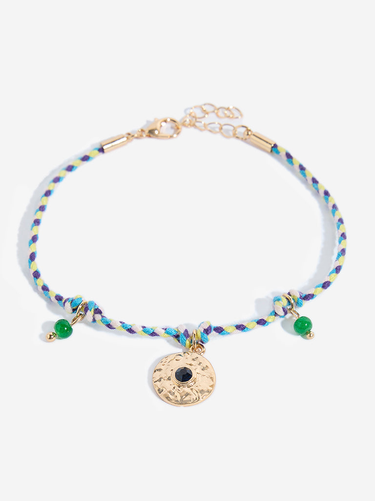 Westside Accessories Gold Multi Charm Cord and Bracelet Set - Pack of 3