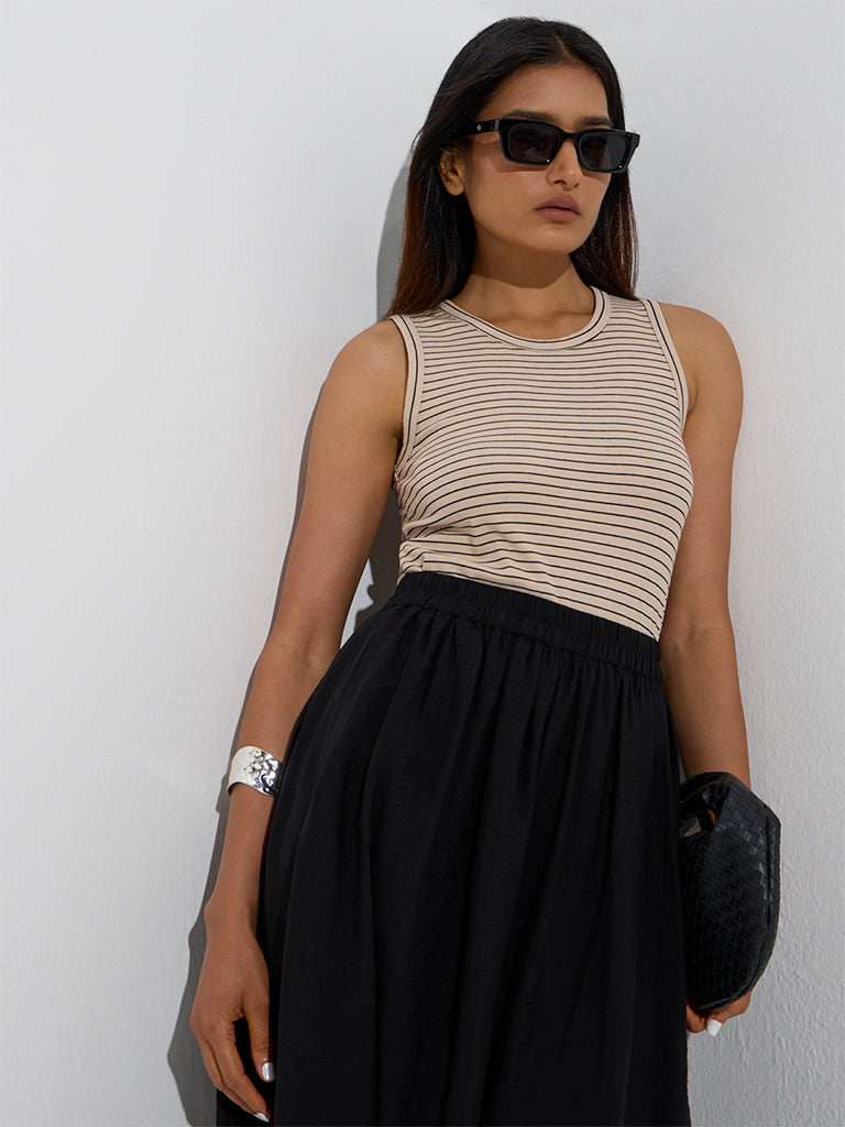 Wardrobe Beige Stripe Printed Top
