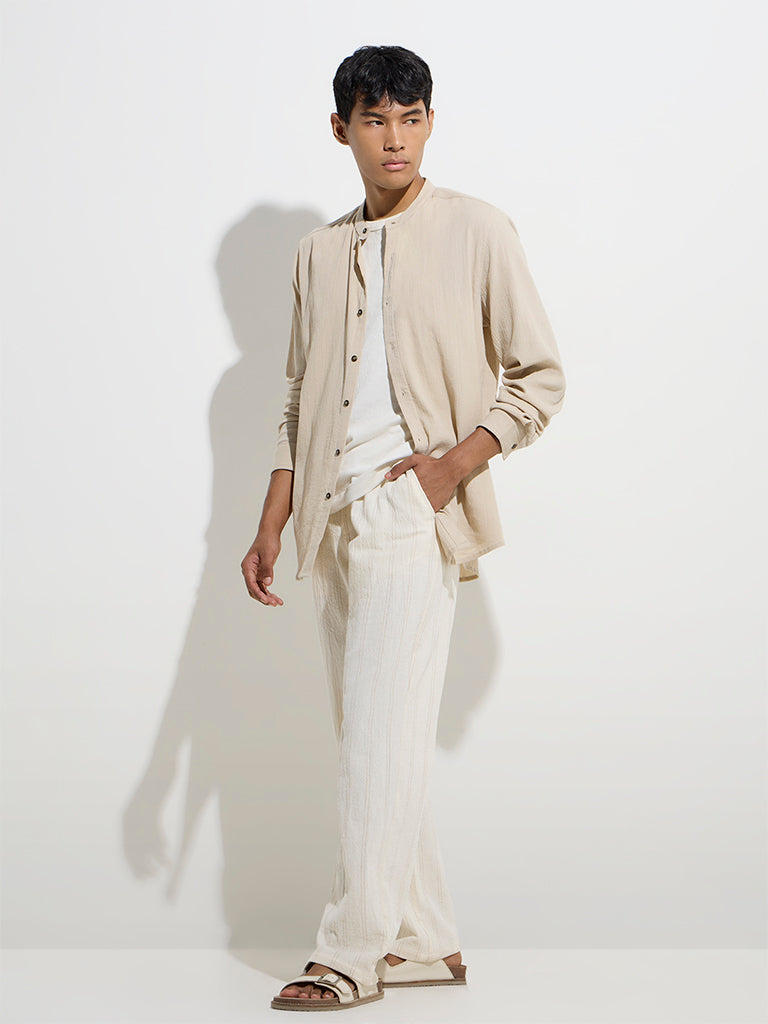 ETA Off-White Self Relaxed-Fit Mid-Rise Cotton Chinos