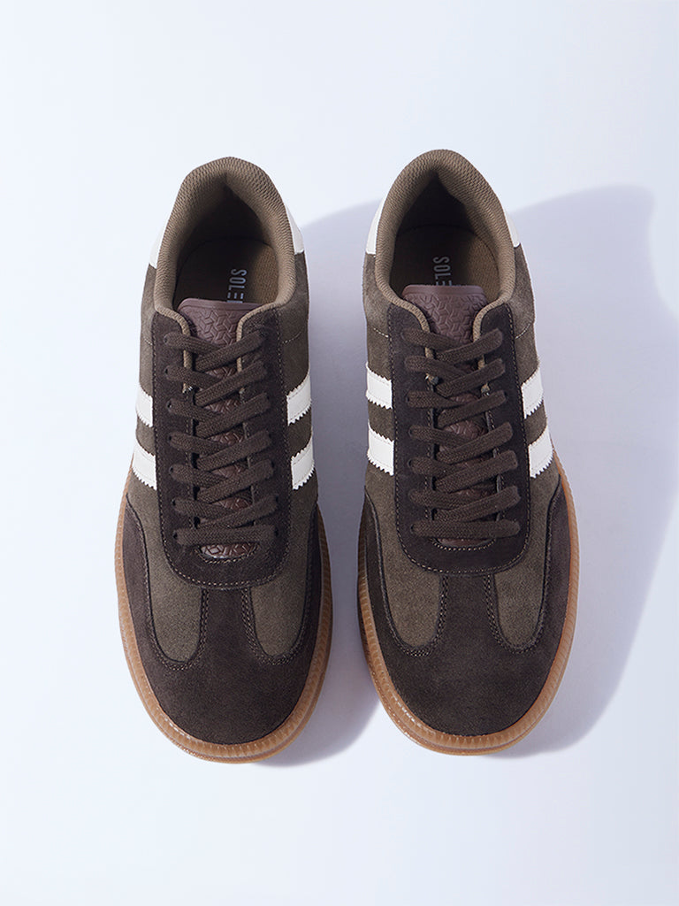 SOLEPLAY Dark Brown Striped Lace-Up Sneakers