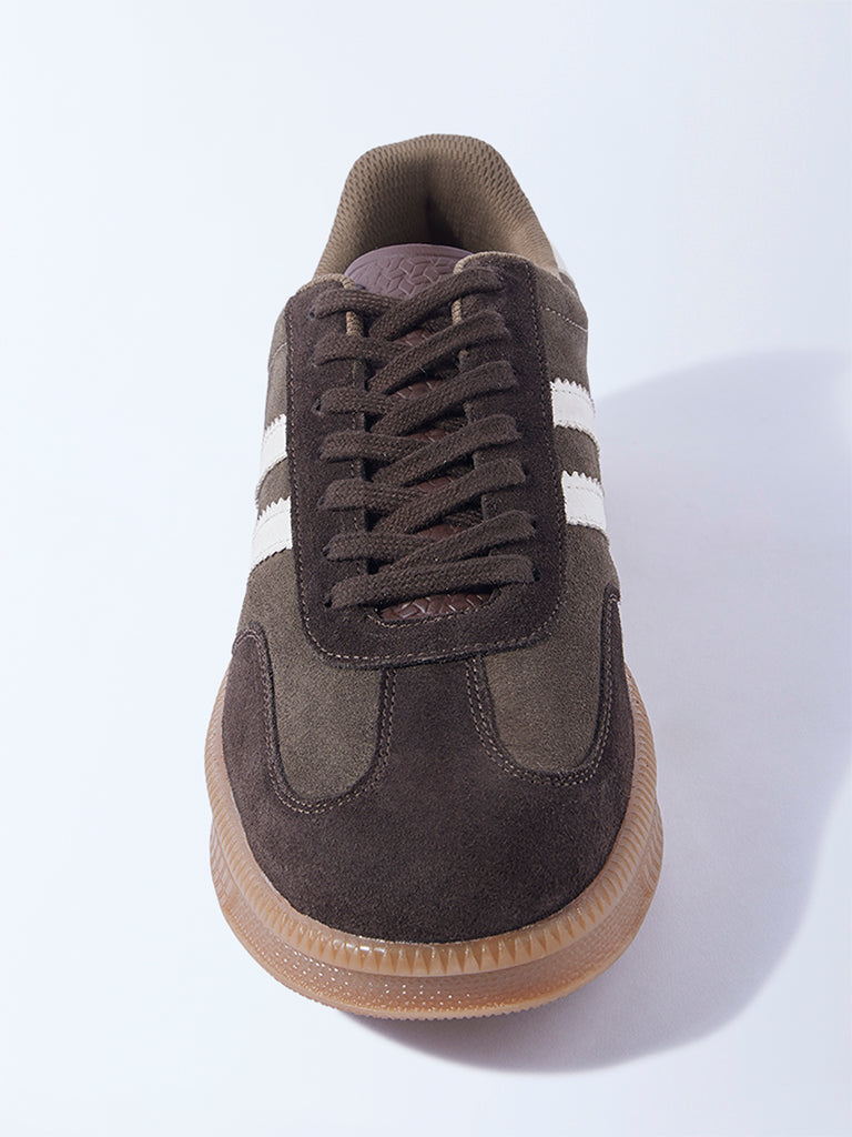 SOLEPLAY Dark Brown Striped Lace-Up Sneakers