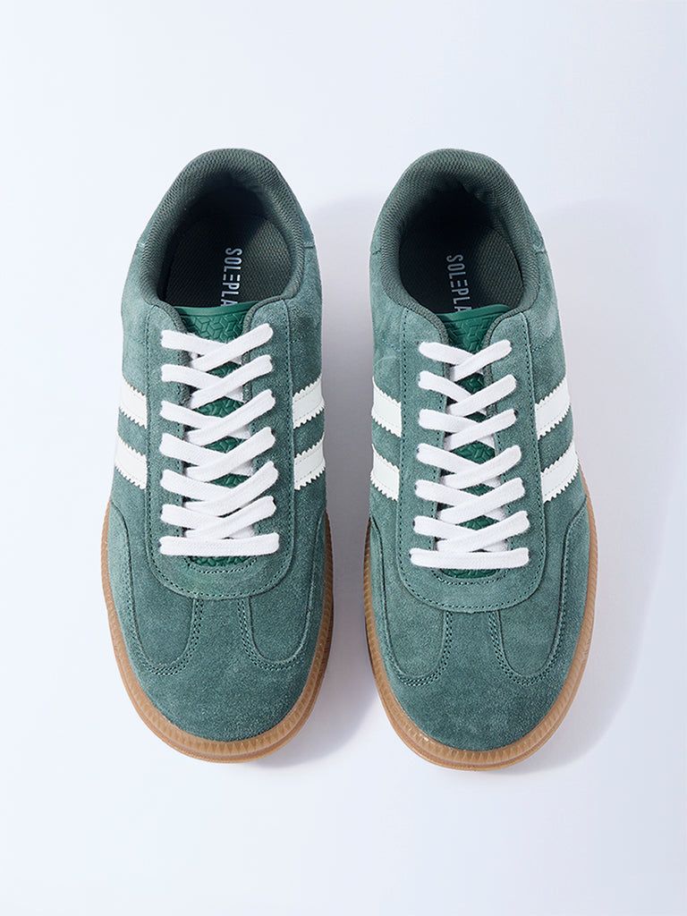 SOLEPLAY Green Suede Lace-Up Sneakers