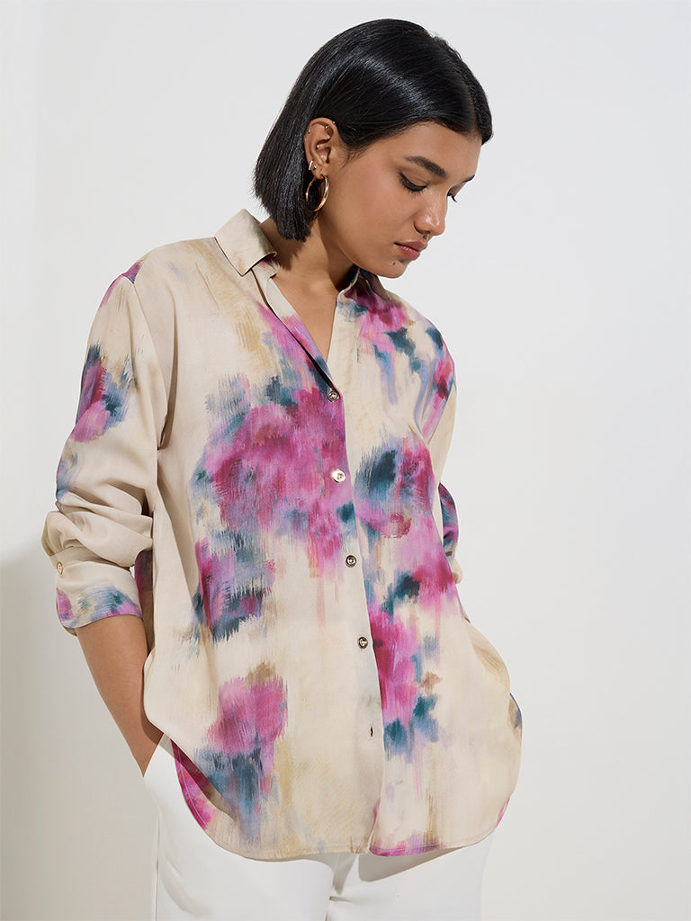 Wardrobe Multicolour Smudge Printed Shirt