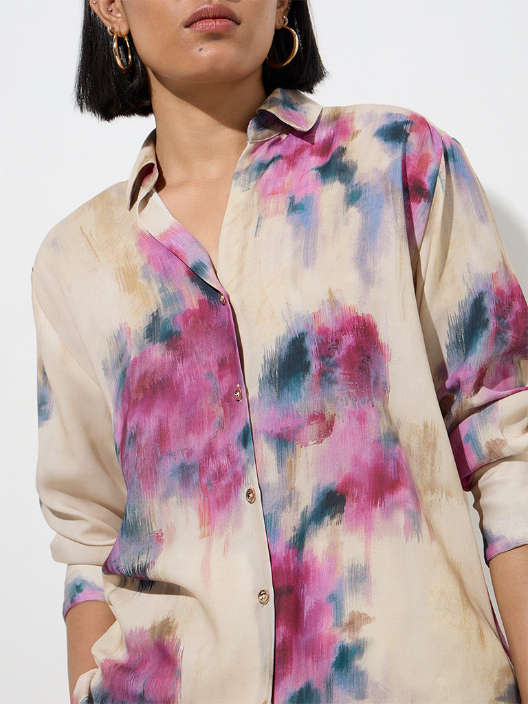 Wardrobe Multicolour Smudge Printed Shirt