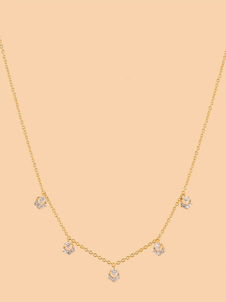 Five Lab-Diamond Cascade Necklace