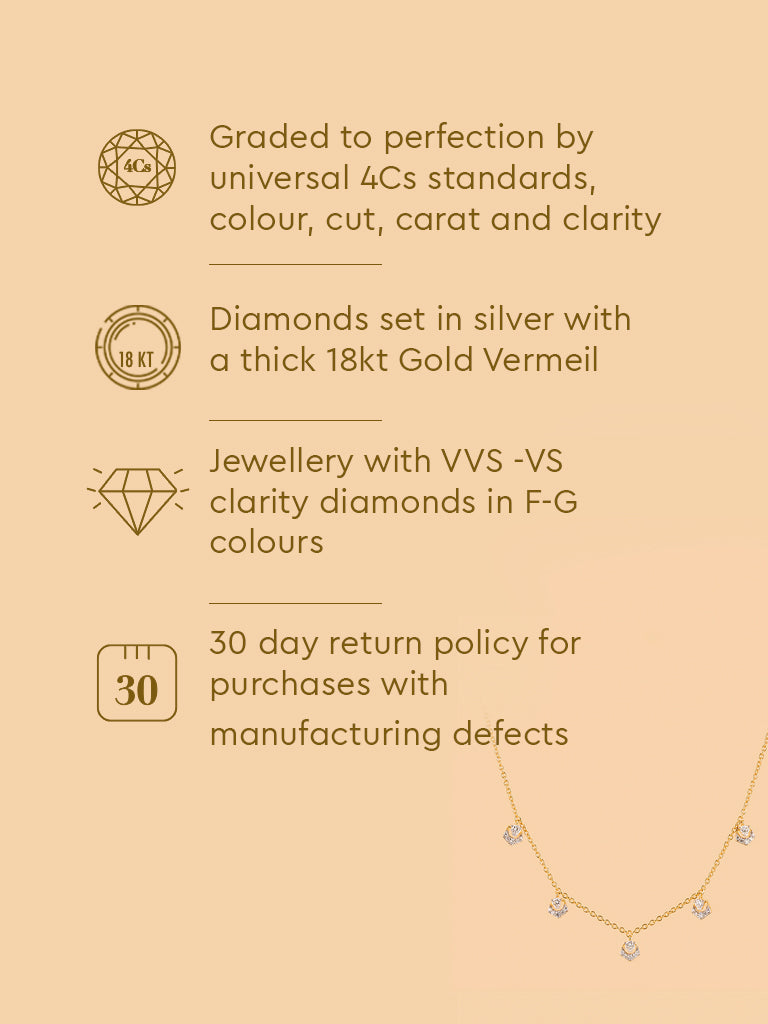 Five Lab-Diamond Cascade Necklace