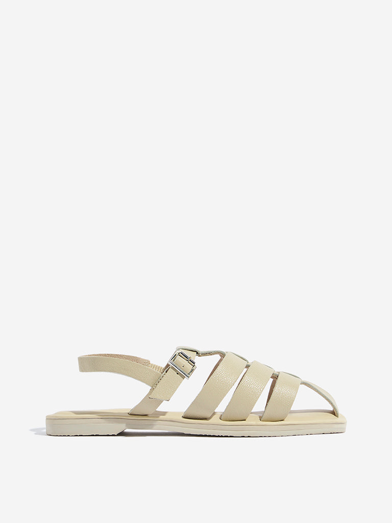Westside LUNA BLU Women's Ivory Fisherman Sandals Side View