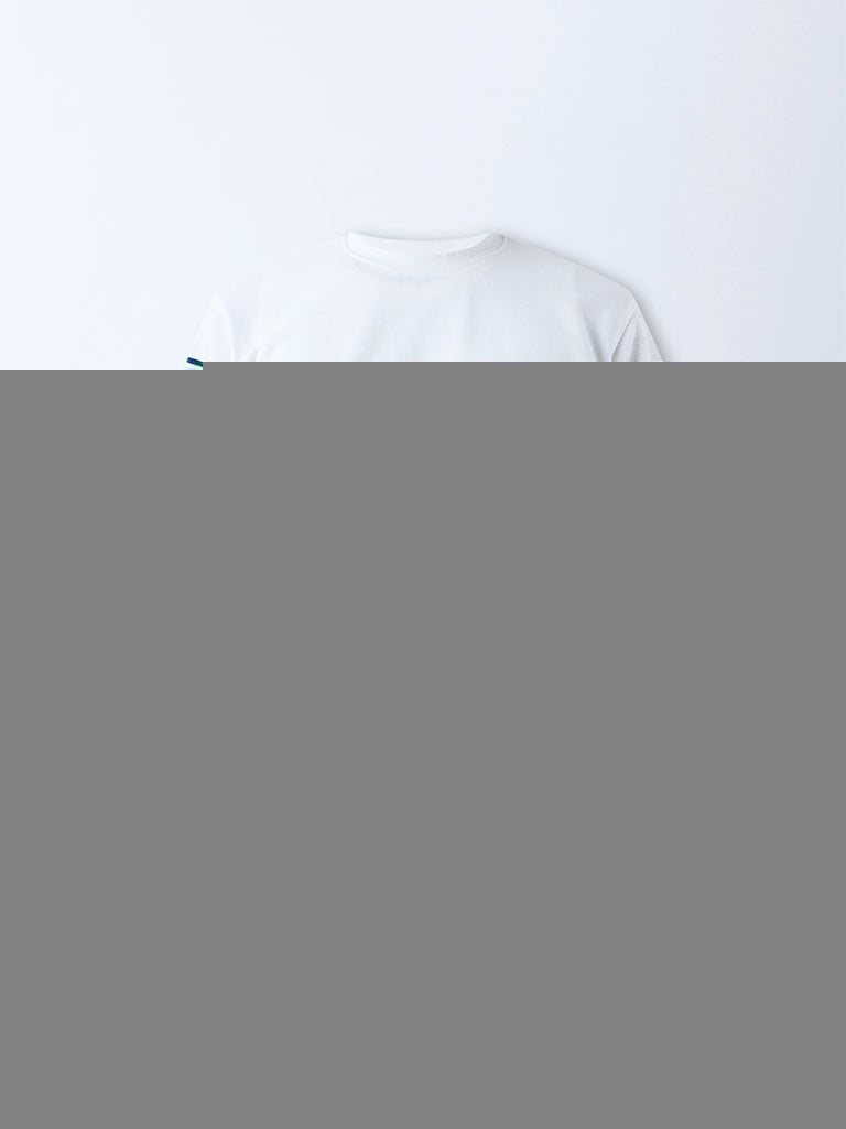 Westside WES Lounge Men's Blue Striped Relaxed-Fit Cotton-Blend T-Shirt for Casual Wear Flatly