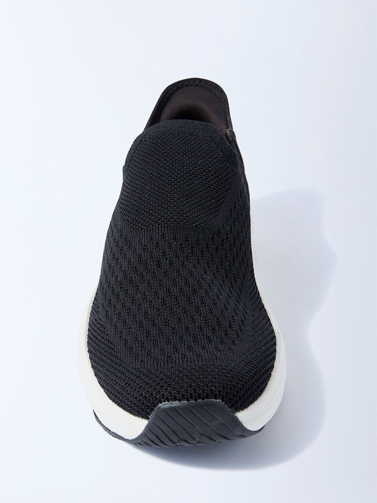Westside SOLEPLAY Men's Black Knit-Textured Slip-On Shoes for Casual Wear Zoomed View