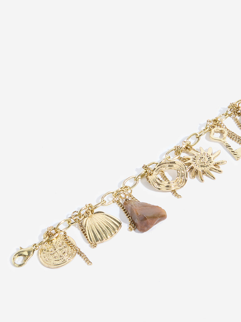 Westside Accessories Gold Multi-Charms Statement Bracelet