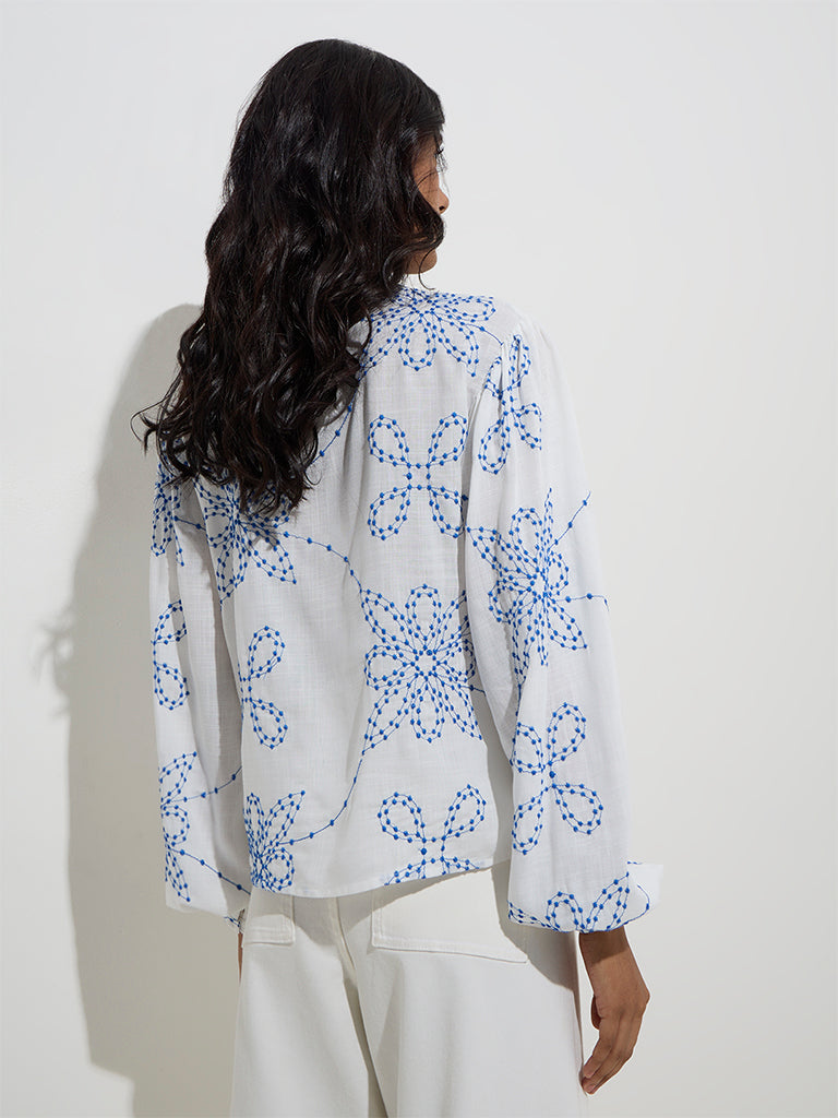 LOV White Floral Embroidered Top
