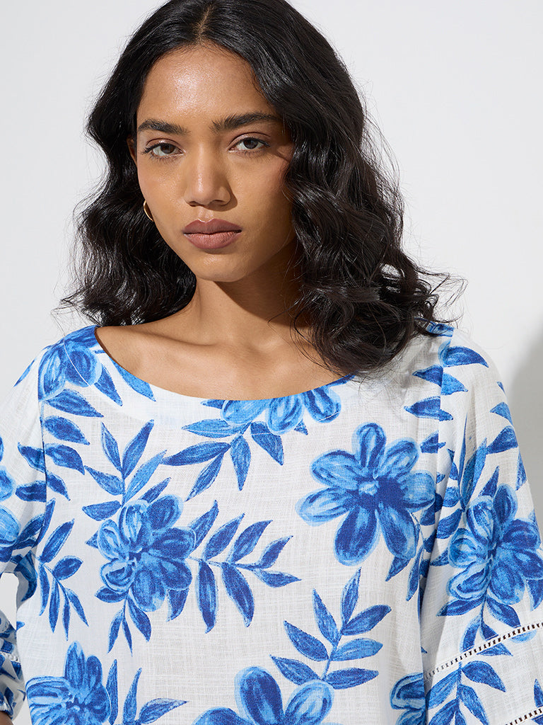 LOV Blue Foliage-Inspired Top