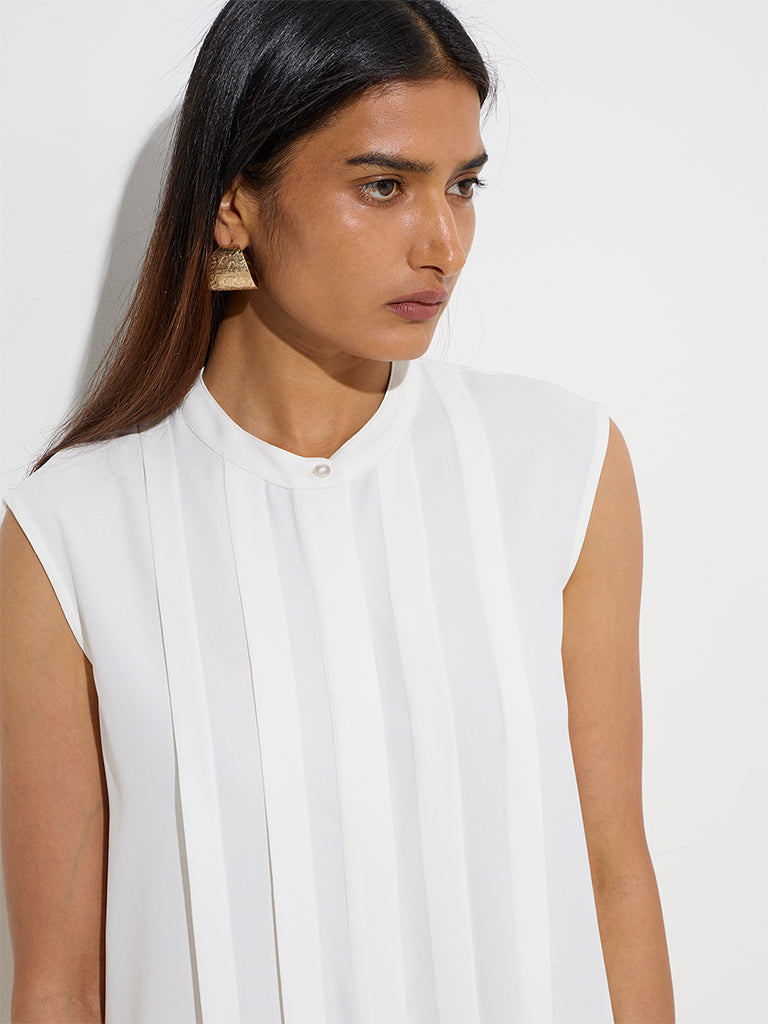Wardrobe Ivory Pintuck Detailed Top