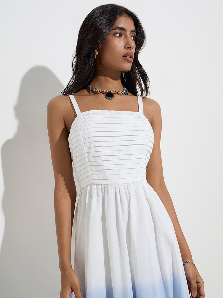 Westside LOV Women's White Ombre-Design A-Line Dress for Casual Wear Zoom View