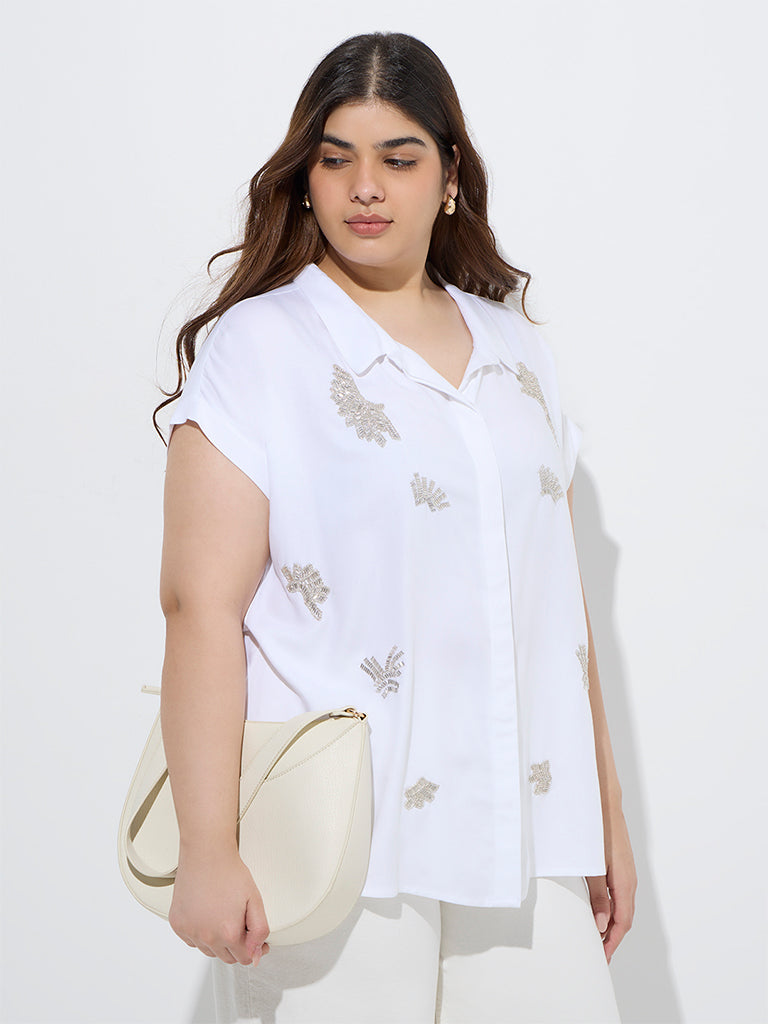 Gia White Embellished Shirt