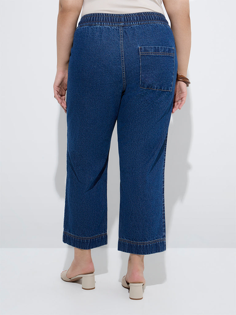 Gia Navy Relaxed-Fit High-Rise Jeans