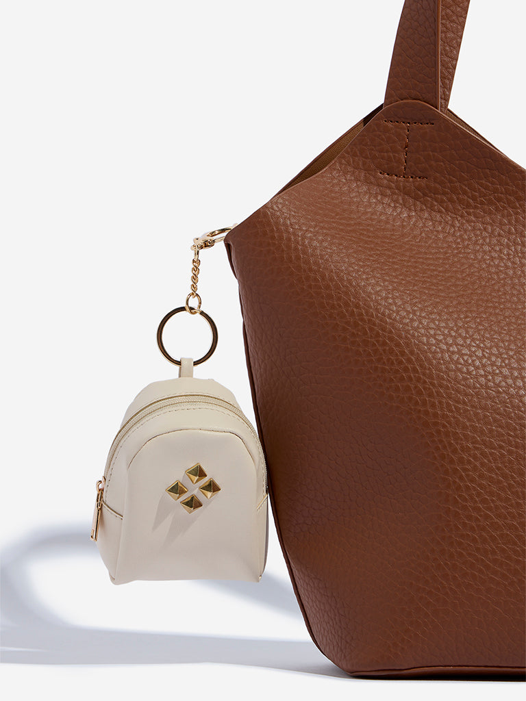 Westside Accessories Ivory Mini Backpack Bag Charm