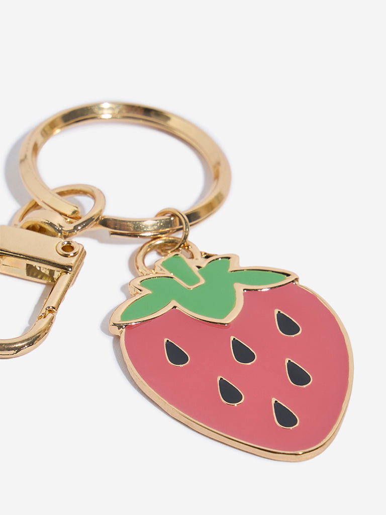 Westside Red Strawberry Enamel Bag Charm