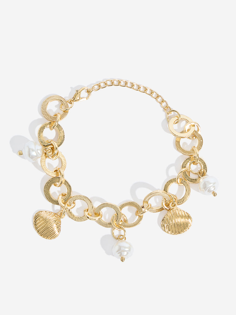 Westside Accessories Gold Shell Charm Bracelet