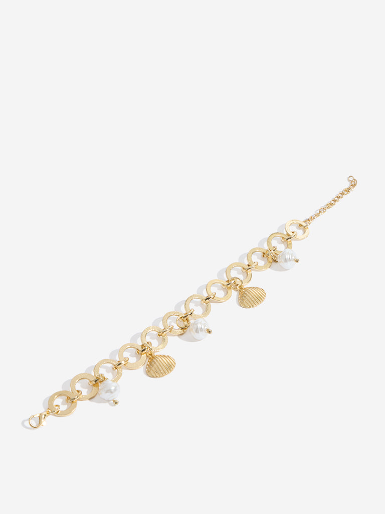 Westside Accessories Gold Shell Charm Bracelet