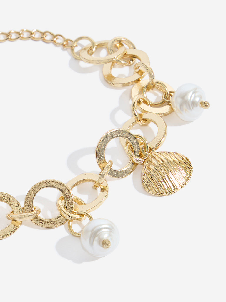 Westside Accessories Gold Shell Charm Bracelet