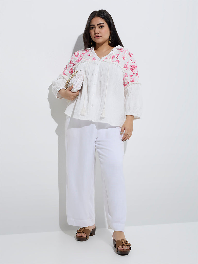 Ginara Broderie White Blouse main image 1