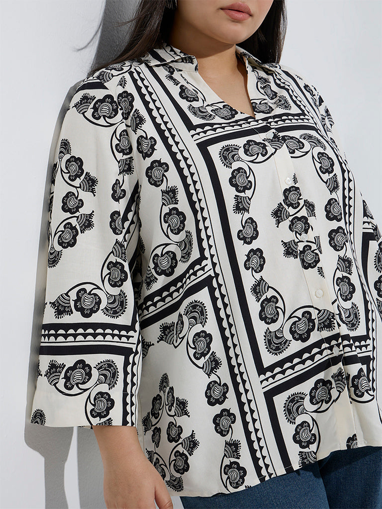 westisde Gia Women's Off-White Printed Shirt for Casual Wear Zoom View