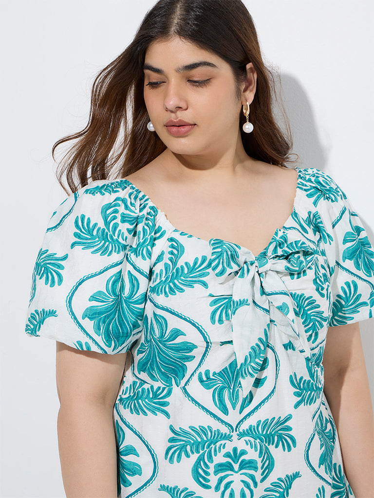 Gia Aqua Tropical-Inspired A-Line Dress