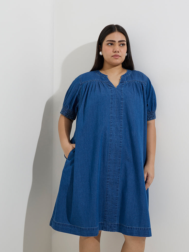 Gia Blue Denim A-Line Dress